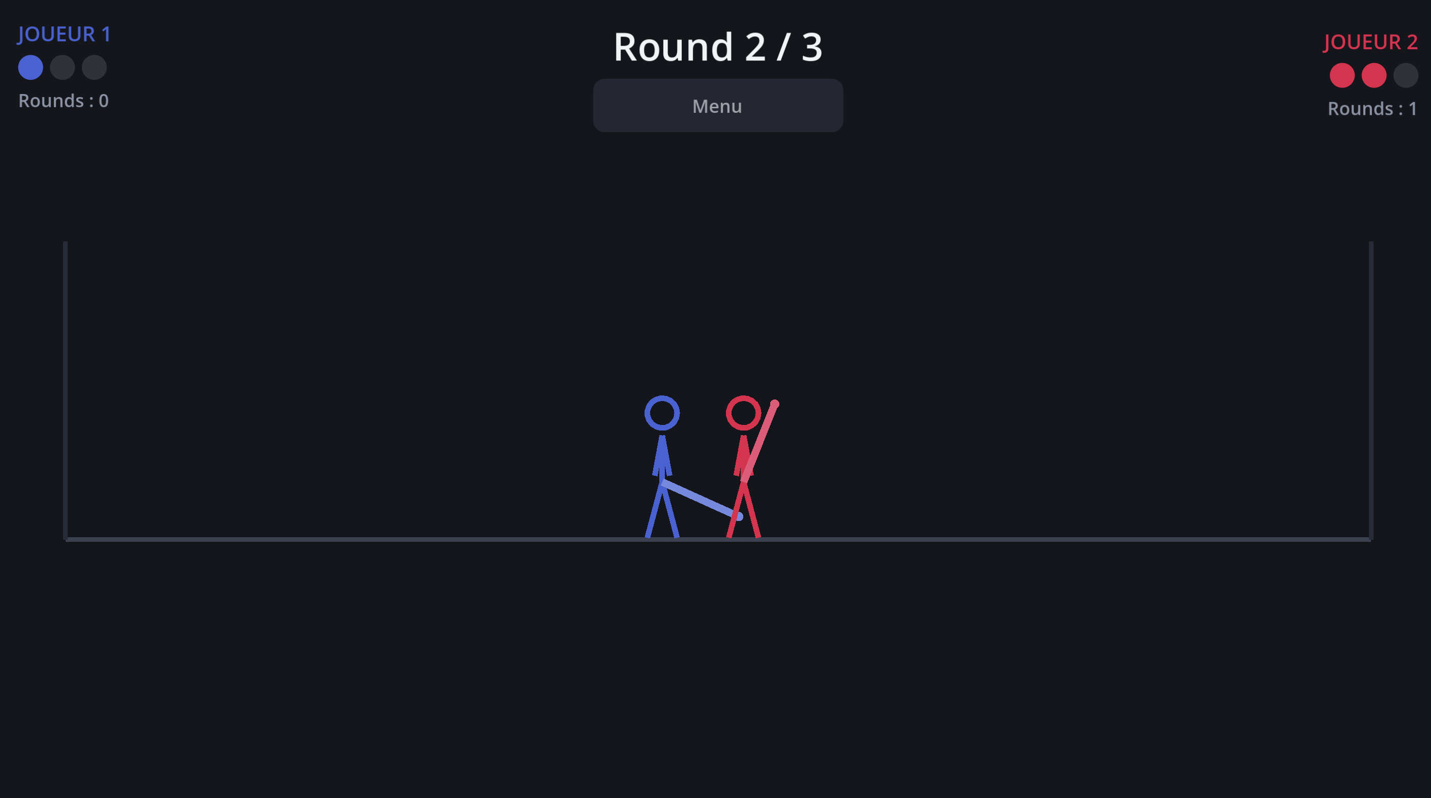 Round 2 — red fighter leads